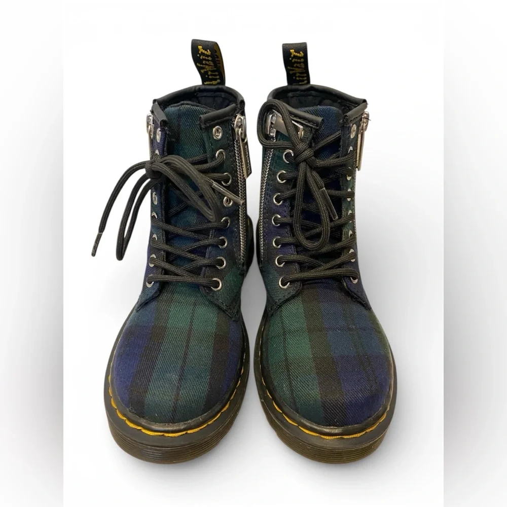 Dr. Martens Kids 1460 Zip Tartan Lace Up Boots - Size 12